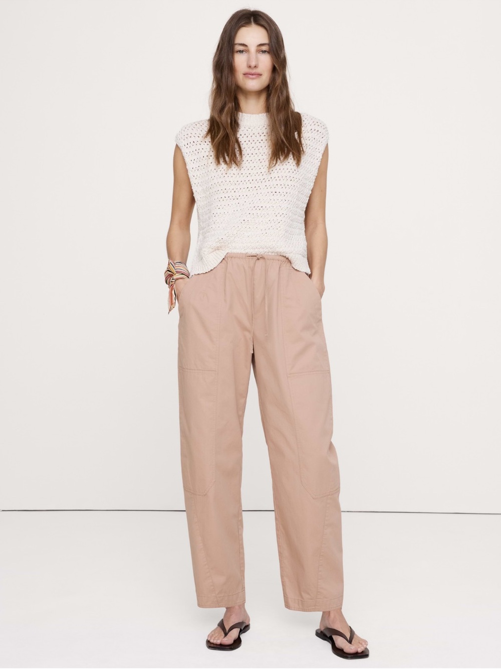 Banana Republic Poplin Cotton Barrel Leg Pull-On Pant